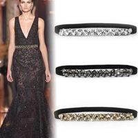 Cinturones Drinestone Cinturón elástico Vestido para mujeres Gema de cristal completo Negro de alta calidad Caza femenina Down Luxury Damas de lujo