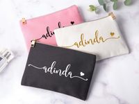Gift Wrap Makeup Bag Customizable Canvas Small Personalized Cosmetic Bridal Shower Bachelorette Hen Party Bridesmaid