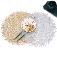 Mats Pads 38cm Golden Hollow Maskros PVC Placemat Flower Pattern Pad Coffee Table Mat Dinner Plattor Juldekoration