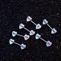 Sexty Silver Color Stainless Steel Love Heart Shape Nipple Barbell Rings Letter Body Piercing Jewelry for Women Nice Gift for Wife Girlfriend