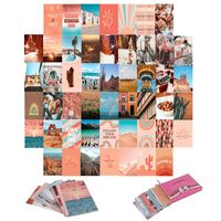 Pegatinas de pared 50 unids Naranja Tema de otoño Aesthetic Picture Collage Boho Style Sun Giraser Imprimir Kits para niñas Sala de la sala Decoraciones del dormitorio