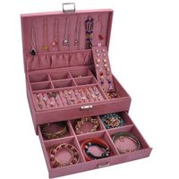 Koreaanse fluwelen donkergroene sieraden doos ketting opslag houder flanel geschenk verpakking kist 211014