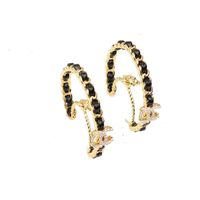 Brincos da marca feminina Designers Letra Cartão Ear preto 18K Gold Gold Crystal Cubic Zirconia Brincho