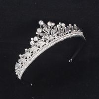 Princesa Girls Shiny Silver Crystal Tiaras Hairband Completo Rhinestone Crown Deedband Bridal Wedding Hair Jewelry para mujeres
