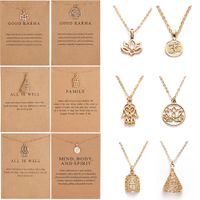Cr Jewelry Dogeared Necklace Palm Lotus Hollow Alloy Clavicl...