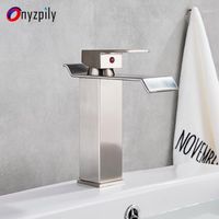 Bathroom Sink Faucets Basin Chrome Faucet Mixer Water Brass Waterfall And Cold Kitchen Taps Deck Mount Easy Wash