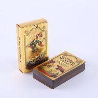 Wasserdichte Kunststoff-Tarot-Deckkarten-Spielgold-Goldfolienkarten Full English Edition Magier Senden Regeln