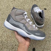 2022 Jumpman 11 Cool Grey Medium White Men Outdoor Shoes Outdoor Leather Real Carbon Fiber Sneakers z CT8012-005
