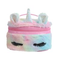 Outdoor Girl Plush Eyelash Makeup Bag Women Fur Rainbow Cosmetic Bag Toiletries Organizer Storage Pouch Clutch Make up Cases 220121