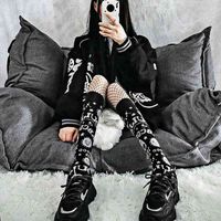 Harajuku Koyu Sihirli Yıldız Ay Diz Çorap Kadınlar Kız Gotik Punk Streetwear Mall Goth JK Okul Rahat Retro Ouija Kurulu Uzun X220218