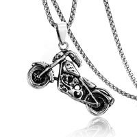 Retro Gothic Punk Motorcycle Pendant Necklace For Men Jewelr...