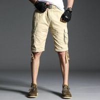 2021 мужские шорты Multi Pocket Летняя свободная молния плюс размер высокого качества короткие пады повседневные хлопковые черные твердые мужские шорты