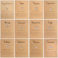 12 Zodiac Necklaces with Gift Card Constellation Sign Pendan...