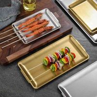 SUS 304 stainls steel plate tray rectangular baking pot dish Japane cafeteria Storage food fruit kitchen Tray