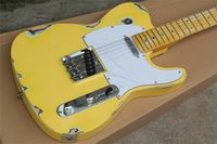 Relique de haute qualité Custom Custom Shop Telecaster jaune Guitar électrique Basswood Corps Vintage Maple Tuners Tuners Chrome Hardware
