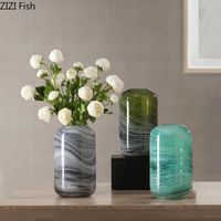 Vases en verre marbré Vase transparent Hydroponie Arrangement de florais Décoration de mariage Artisanat à la main