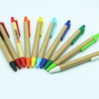 プロモーション学生のボールペン環境に優しい紙のボールペンのカスタムのロゴスクールの物資文房具プラスチッククリップペンDH1334