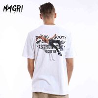Nagri Men T-Shirt Fan Lettera Stampa Travis Scotts Astroworld Pocket Graphic Magliette Lettera Stampa Streetwear Hip Hop TEE 220209