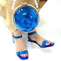 Платье обувь мода итальянский высоко с соответствующими прозрачными сумками африканских женщин и мешок набор для партии летние сандалии B17-12