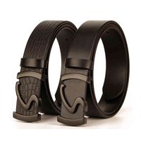 Men's busins and leisure cool blackboard buckle belt head layer leather inside can be cut smooth buckle belt
