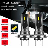 Car Headlights GUANGSHIYE H7 LED Headlight Bulb 80W 1860 CSP 5000LM Set Super Bright 6000K White Replacement Fog Lights DRL Auto Accessories