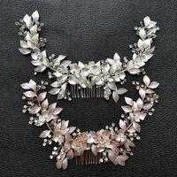 Slbridal El Yapımı Kablolu Rhinestoness Kristaller Çiçek Yaprağı Uzun Düğün Saçları Tarif Gelin Baş Bandı Aksesuarları Kadın Takı 220805