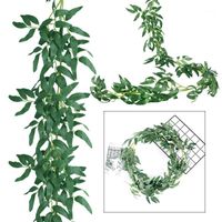 Decorative Flowers & Wreaths 180cm Artificial Eucalyptus Leaves Garland Green Willow Vines Plants For Wedding Home Party Arch Wall Garden DI