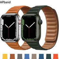 Leather Link For Apple watch band 44mm 40mm 41mm 45mm 42mm 3...