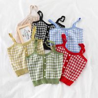 Japanese ins net red temperament sweet wild sling plaid cand...