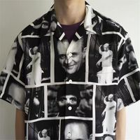 Chemises occasionnelles pour hommes Wacko Maria 21SS Figure Imprimer Haute Qualité 1: 1 Plage Sunshine Shirt à manches courtes