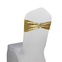 20st / mycket guld / silver sequin stol sash för bröllopsfest dekoration el bankett tillbaka dekor elastiska runda spänneband sashes