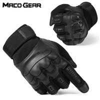 Touch Screen Tactical Gloves PU Leather Army Military Combat Airsoft Sports Cycling Paintball Hunting Full Finger Glove Men 220108