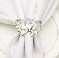 Herzförmige Hochzeit Serviette Ring Metall Silber Farbe Serviette Schnalle Valentines Tag Hochzeit-Dinner-Partys Tischdekor Napkins Halter SN3269