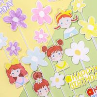 Andere festliche Partei liefert niedliche Blumen Mädchen alles Gute zum Geburtstag Kuchen Topper Jahr Dekoration für Home Cupcake