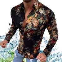 Plus Size 3XL Blusso da uomo Blusso Vintage Camicie a maniche lunghe Autunno Autunno Hawaiian Chemisier Skinny Fit Various Pattern Abbigliamento uomo Cardigan Blusa