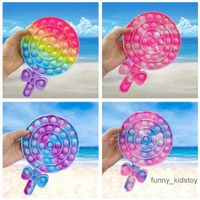 Stati Uniti Fotografia Stock Lecca-lecca Push Bubble Sensoriale Sensorio Rainbow Fidget Giocattolo Silicone Squeeze Ansia Stress Stress Reliever Adulto Giocattoli per bambini