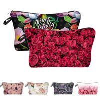 Cosmetic Bags & Cases Durable Zipper Bag With Hanging Hole Vintage Rose Flower Print Large Capacity Toiletry Clutches For Vacation