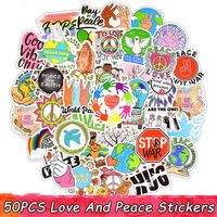 50 PCS Love And Peace Stickers Aesthetic Graffiti Hippie Sti...
