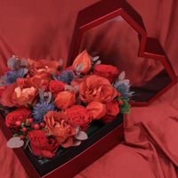 Diamond Love Heart Shaped Gift Llower Box Transparent Acrylic Clear Window Heavy Metal Wedding Rose Bouquet Förpackning Wrap