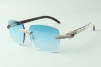Squisiti occhiali da sole con diamanti micro-pavimentati micro-pavimentati 3524025, occhiali per templi di buffalo mista naturale, dimensioni: 18-140 mm