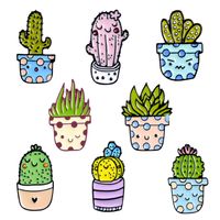 8 Styles Potted Plant Enamel Pins Custom Cactus Aloe Brooche...