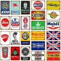 Motorcycle Bike Car Brand Vintage Metal Signs Motor Oil Tin Sign Wall Plaque Garage Gas Station Home Art Plate Painting Decor