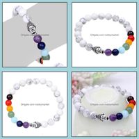Beaded, Strands Bracelets Jewelry Seven Chakras Yoga Mticolor Agate Bracelet Beads Energy Volcano Stone Drop Delivery 2021 Vjnfh