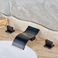 Robinet de salle de bain robinets Uythner Modern Modern Oil frotté Bronze Waterfall Bassin Robinet Mélangeur Tap Tap Dual poignées
