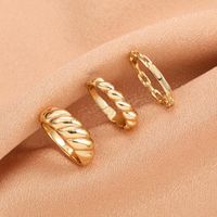 Wedding Rings Minimalist Gold Metal Croissant Twisted For Wo...