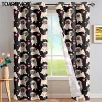 Curtain & Drapes TOADDMOS Window Cute Pug Dog Pattern Kitchen Door Balcony Fabrics For Shade Blackout Soundproof