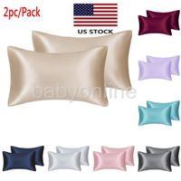 Latest 2 Soft Mulberry Silk Satin Pillow Case Bedding Solid ...