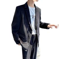 Men's Suits & Blazers 2022 Fashion Design Black Velvet Notched Lapel Single Button Men For Business Formal Slim Fit Daily Streetwear 2 Piece