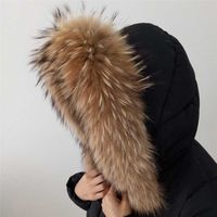 70 * 15 Longth Real Fur Collar Woman Inverno 100% Collo sciarpa di pelliccia di procione con fissaggio H0923