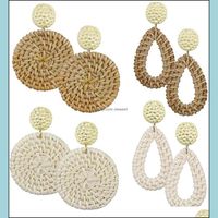Dangle & Chandelier Earrings Jewelry Aidsotou Womens Rattan Lightweight Geometric Declaration Handmade St Wicker Woven Tear Drop Rings Penda